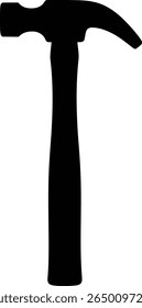 A simple black silhouette of a hammer isolated on a white background.