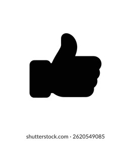 A simple black silhouette of a hand giving a thumbs up gesture. Represents approval, positivity, and positive feedback in digital contexts.
