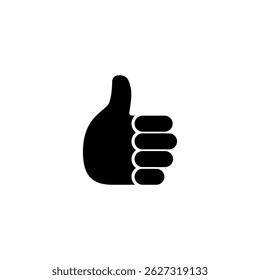 Simple black silhouette of a hand giving a thumbs up gesture for approval concepts