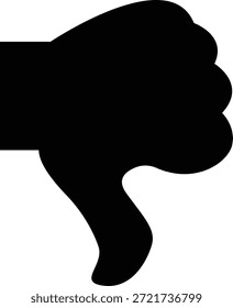 Una silueta negra simple de una mano que da una señal de pulgar hacia abajo