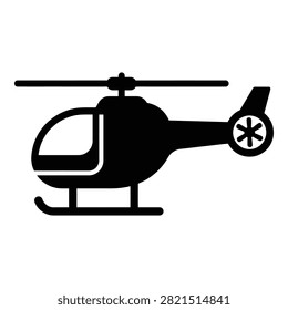 Simple black silhouette of a helicopter flying machine icon