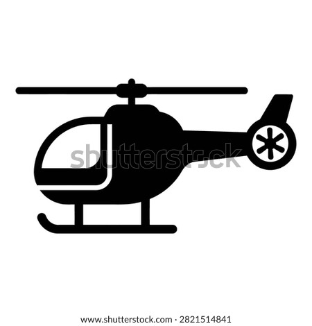 Simple black silhouette of a helicopter flying machine icon