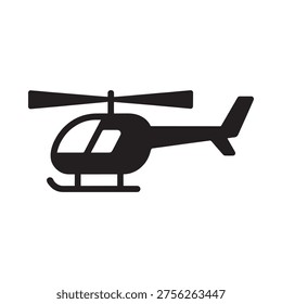 Simple black silhouette of a helicopter with visible rotor and tail