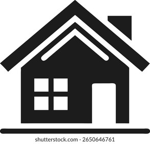 Simple black silhouette house outline logo design with basic shapes