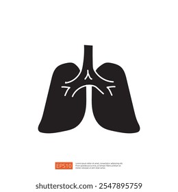 A simple black silhouette of human lungs, illustrating the respiratory system for educational or health-related purposes.