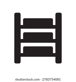 A simple black silhouette icon of a bunk bed, representing sleeping arrangements, accommodation, or furniture.