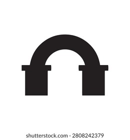 A simple black silhouette icon depicting an arched gateway or bridge structure set against a plain white background for design usage.