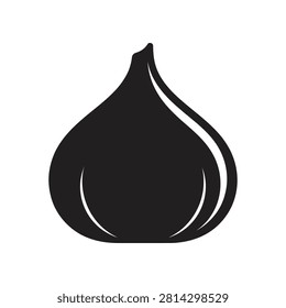 A simple black silhouette icon of a fresh fig fruit.