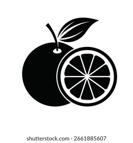 A simple black silhouette icon of a grapefruit, presented clearly isolated on a white background.