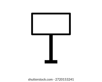 Icono de silueta negro simple de un letrero de información