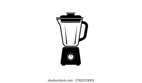 Simple black silhouette icon of a kitchen blender. Perfect for healthy eating, smoothies, and cooking concepts.