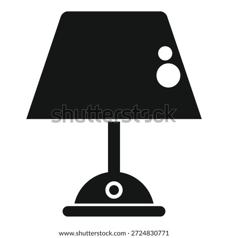 Simple black silhouette icon of a modern table lamp with a switch button, perfect for design projects related to home decor, lighting, and interior design