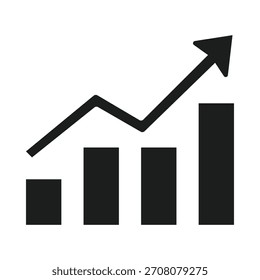Icono de silueta negra simple que representa el crecimiento del negocio móvil, el análisis financiero o el seguimiento del rendimiento App que se muestra en la pantalla de un teléfono inteligente.