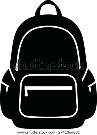 A simple black silhouette icon of a school backpack or rucksack perfect for students and travelers