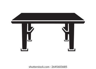 Ícone de silhueta preta simples de uma mesa para design de móveis e conceitos de decoração de casa