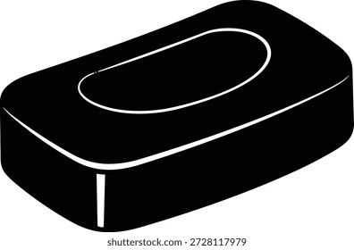 Um simples ícone de silhueta preta de uma caixa de tecido com uma abertura dispensadora no topo
