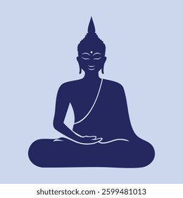 Simple black silhouette illustration of Buddha in spiritual meditation