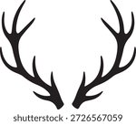 A simple black silhouette illustration of a pair of deer antlers, isolated on a white background.