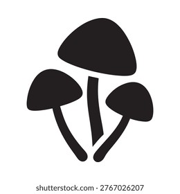 Simple black silhouette illustration of three mushrooms growing together