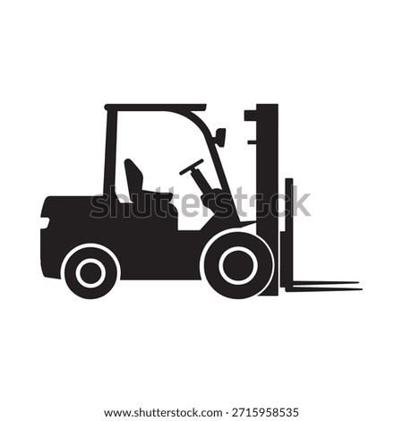 Simple black silhouette illustration of a typical industrial forklift truck