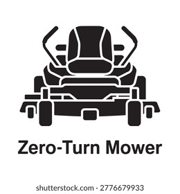 Simple black silhouette illustration of a zero turn riding lawnmower