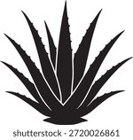 Simple black silhouette image showcasing the distinct form of an aloe vera plant.