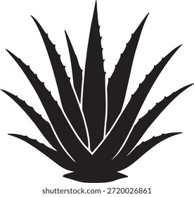 Simples imagem de silhueta preta mostrando a forma distinta de uma planta de aloé vera.
