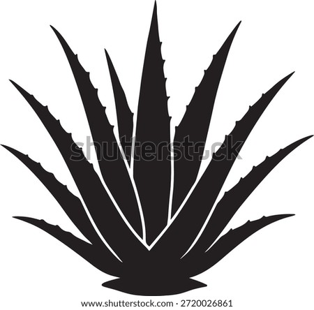 Simple black silhouette image showcasing the distinct form of an aloe vera plant.