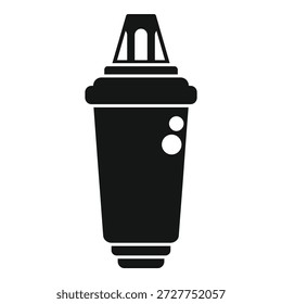 Simple black silhouette of a kitchen appliance with a filter and measurement marks for mixing drinks