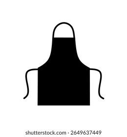 Silhueta preta simples de um avental de cozinha em formato vetorial. Ícone plano minimalista, perfeito para a indústria de alimentos, restaurante ou uso de design gráfico com tema culinário