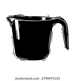 A simple black silhouette of a kitchen measuring cup, perfect for cooking and baking illustrations.