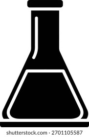 Silueta negra simple de un frasco de laboratorio erlenmeyer con líquido