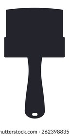 Simple black silhouette of a large paint brush with wooden handle, ideal for painting walls, applying coatings, and other home improvement projects