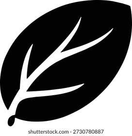 Silueta negra simple de una hoja. Vector plano aislado en el fondo blanco, conveniente para los conceptos ecológicos, orgánicos, botánicos, y mínimos del diseño.