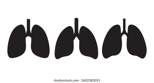 Simple Black Silhouette Lungs, icons, logos, vector illustration