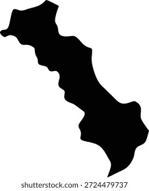 Mapa de silueta negro simple en estilo minimalista con sentimiento neutro