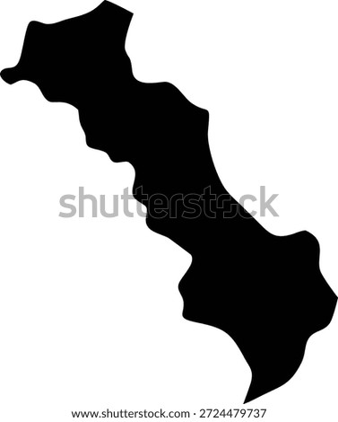 Simple black silhouette map in minimalist style with neutral mood
