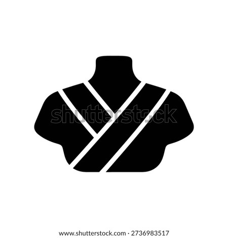 Simple black silhouette of a martial arts uniform with a belt tied around the waist, symbolizing discipline and mastery in martial arts training.