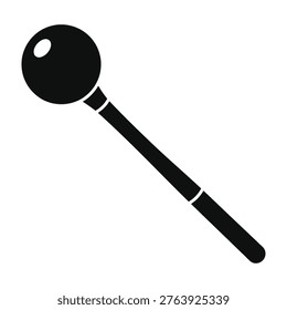 Simple black silhouette of a medieval mace weapon with a round spiked head, perfect for fantasy RPG game assets, historical warfare themes, and combat equipment.