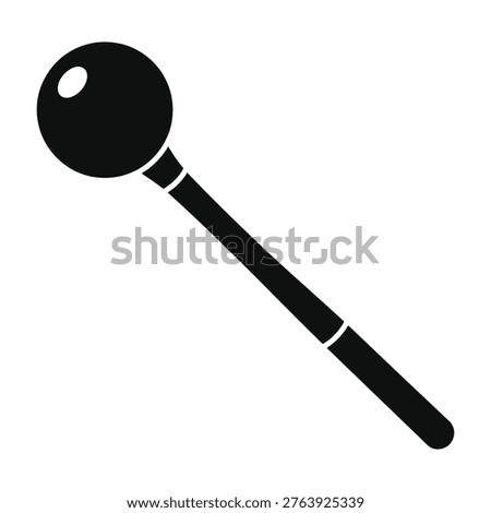 Simple black silhouette of a medieval mace weapon with a round spiked head, perfect for fantasy RPG game assets, historical warfare themes, and combat equipment.