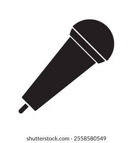Simple Black Silhouette of a Microphone