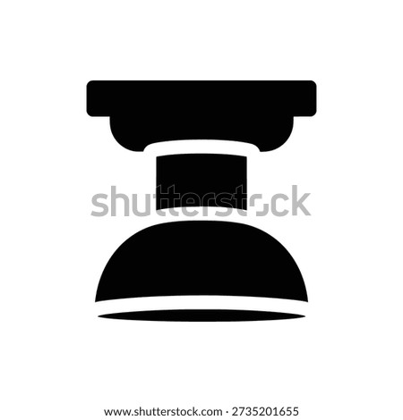 Simple, black silhouette of a modern ceiling light on white background