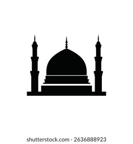 Simple black silhouette mosque icon design.