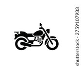 A simple black silhouette of a motorcycle on a plain white background, showcasing a basic bike design