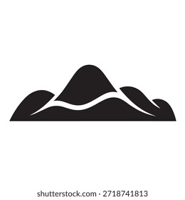 Silueta negra simple de una cordillera en un fondo blanco que representa el paisaje natural y el paisaje