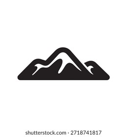 Silhueta preta simples de uma cordilheira em um fundo branco representando paisagem natural e paisagem