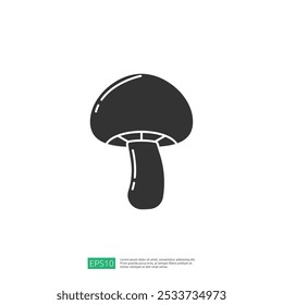 A simple black silhouette of a mushroom, representing a common edible fungus, suitable for graphic design or educational purposes.