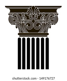 simple black silhouette of the old Greek column. vector illustration