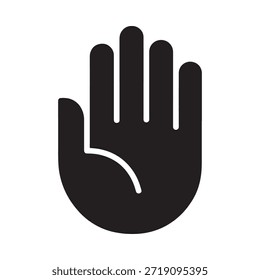 Simple black silhouette of an open human hand with visible palm details