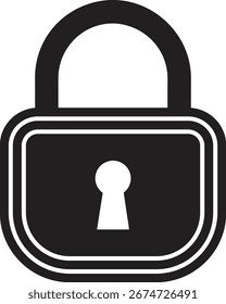 Silhueta preta simples de um cadeado com um buraco de fechadura